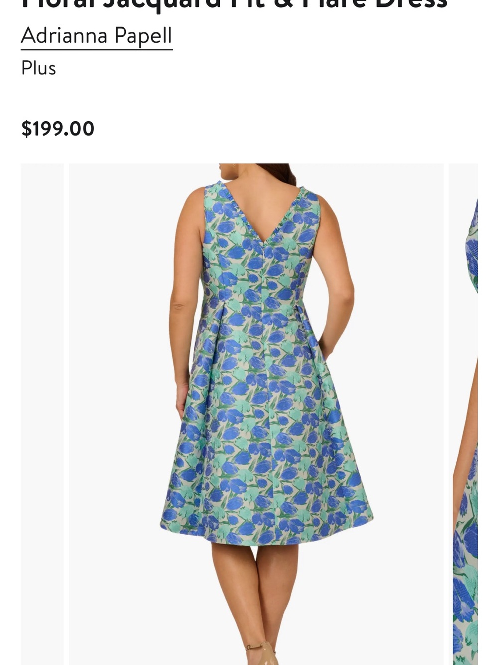 Adrianna Papell Plus Size 18W Floral Jacquard Fit & Flare Dress. Pockets! - Picture 6 of 7
